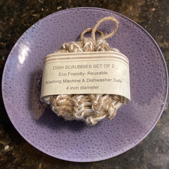 Dish Scrubbie Scrubber Rounds Natural Jute and Cotton Handmade in USA Set of 2 - Picture 3 of 10